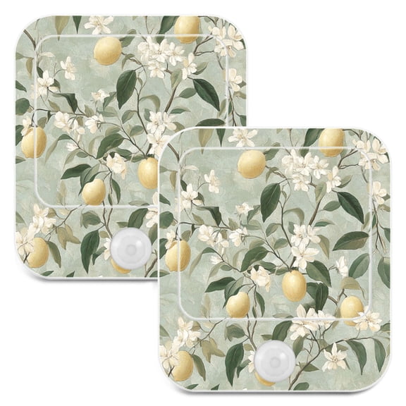 WOBOGO Fresh Lemon Tree Night Light Lamp with Smart Sensor Dusk to Dawn Sensor 0.6W Plug-in 2-Pack