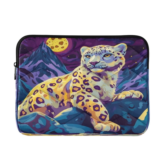WOBOGO Full Moon Snow Leopard Laptop Sleeve 15.7 inch Lightweight Zipper Design Soft Padded Protection Against Scratches and Impacts