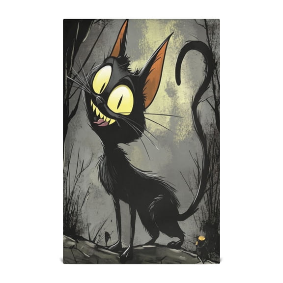 WOBOGO Funny Black Cat Kitchen Towel 1 Piece Large Cotton Dishcloth Premium Absorbency Set with Hanging Loop