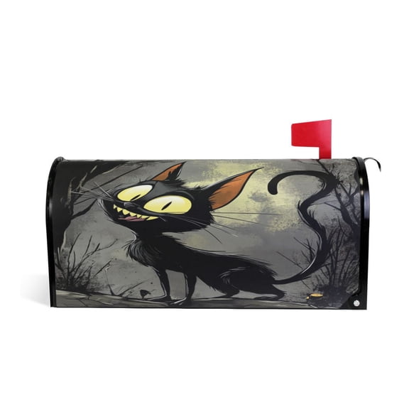 WOBOGO Funny Black Cat Mailbox Cover Magnetic for Garden Yard Home Decor Standard Size 25.4×20.78in