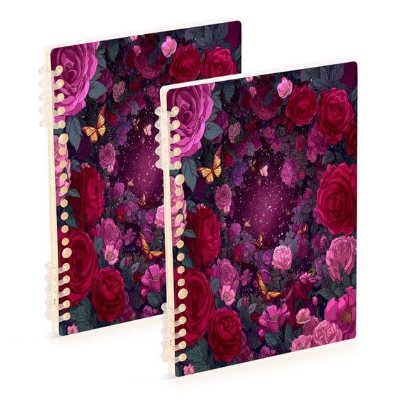 WOBOGO Galaxy Rose Notebook College Horizontal Grid Paper Ink Spill Resistant Water Resistant Cover 8.3x5.7x0.4in