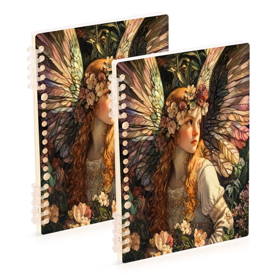 WOBOGO Garden Angels Notebook College Horizontal Grid Paper Ink Spill Resistant Water Resistant Cover 8.3x5.7x0.4in