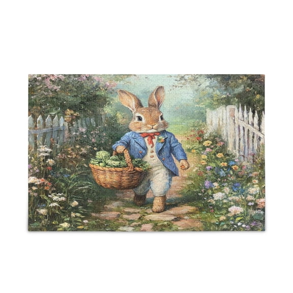 WOBOGO Garden Bunny Puzzle Challenge 500 Piece Jigsaw Suitable for Game Night Finished Size 20.5 x 14.9in