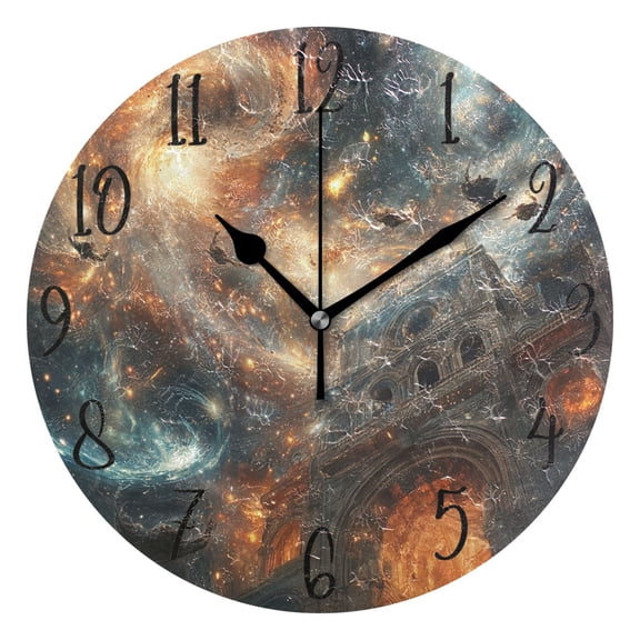 WOBOGO Gate Of Chaos Wall Clock 10in Silent Mechanism Battery Operated Retro Style for Living Room Bedroom and Kitchen Black Pointer