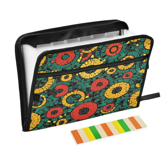 WOBOGO Geometric Circle Figure Expanding File Folder Letter Size Accordion Filing Organizer 13 Pocket Separate Organ Pocket