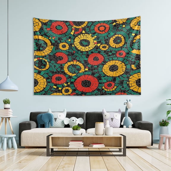 WOBOGO Geometric Circle Figure Tapestry 90×60in Home Living Room Bedroom Wall Hanging Ornaments