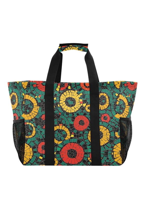 Geometric Circle Figure Tote Shopping Bag Reusable Heavy Duty Durable Foldable Washable 15.412.89.8in