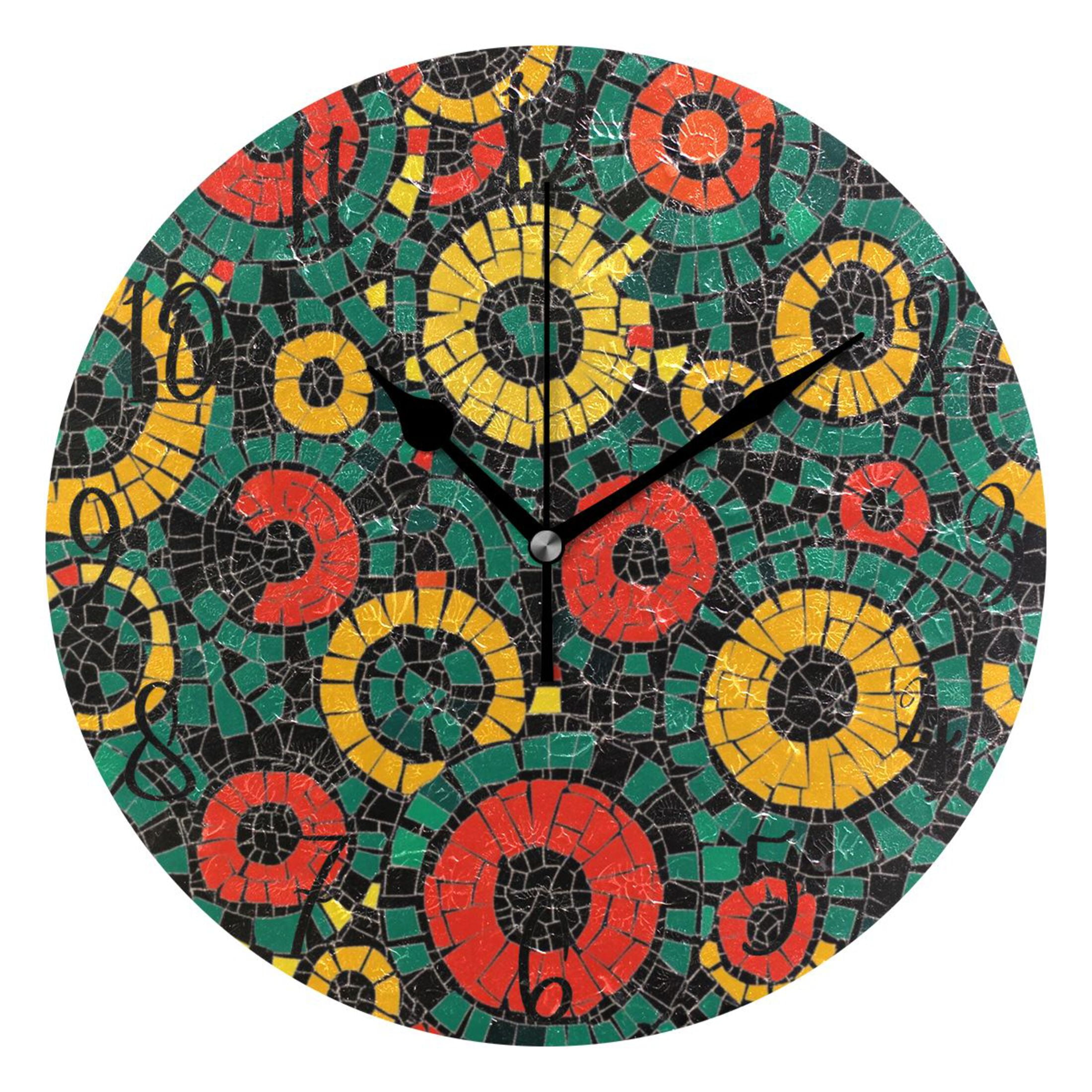 WOBOGO Geometric Circle Figure Wall Clock 10in Silent Mechanism Battery ...