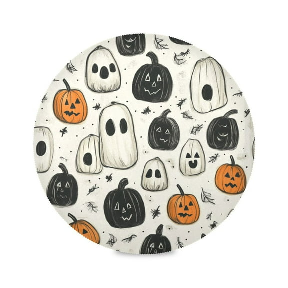 WOBOGO Ghosts and Pumpkins Round Placemats Set of 1 Heat Resistant Washable Kitchen Table Decorations 15.4in