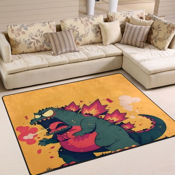 WOBOGO Giant Dinosaur Carpet Non-Slip Rugs Soft Doormat 80×58in Living Dining Room Bedroom Decorative