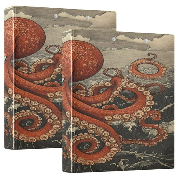 WOBOGO Giant Octopus File Folders Extra Large Capacity to Hold 200 Sheets of Documents Hard Shell Ring Binder for School Home Office