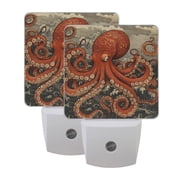 WOBOGO Giant Octopus LED Night Light 2 Pcs Set 0.5 Watt Wall Plug in Dusk to Dawn Automatic Switch Soft White Light