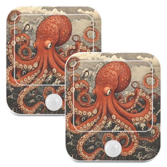 WOBOGO Giant Octopus Night Light Lamp with Smart Sensor Dusk to Dawn Sensor 0.6W Plug-in 2-Pack