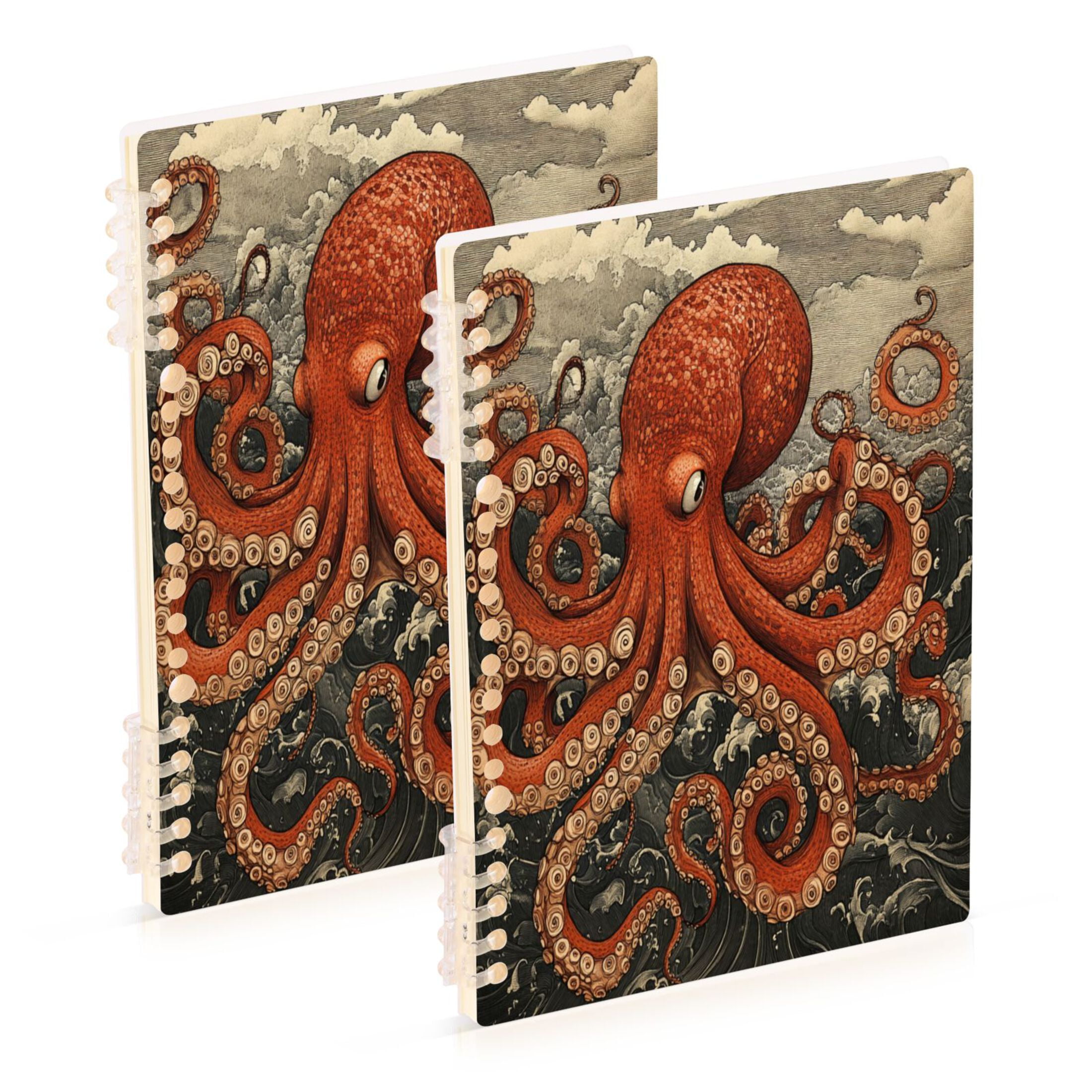 WOBOGO Giant Octopus Notebook College Horizontal Grid Paper Ink Spill ...