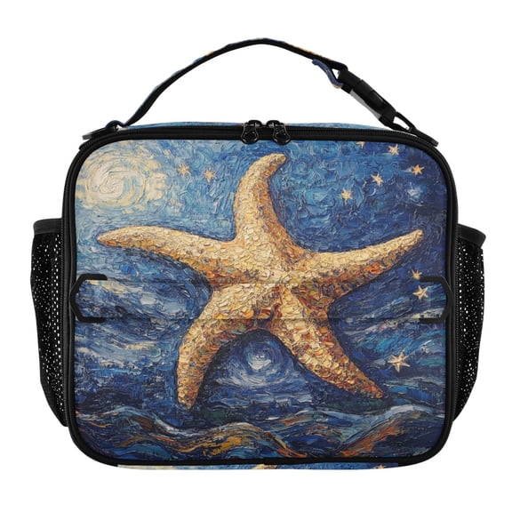 WOBOGO Giant Starfish Oil Painting Tote Lunch Bag High Quality Insulated Aluminium Film For Cold with Adjustable Shoulder Strap 11.29.83.5in