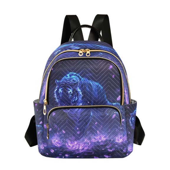 WOBOGO Giant Tiger Purple Pattern Butterfly Backpack Durable Lightweight Shoulder Bag Built-in Laptop Sleeve and Multiple Utility Compartments