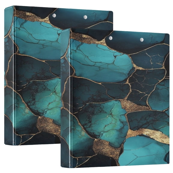 WOBOGO Gild Dark Green Marble File Folders Extra Large Capacity to Hold 200 Sheets of Documents Hard Shell Ring Binder for School Home Office