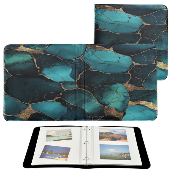 WOBOGO Gild Dark Green Marble Photo Albums 20 Pages Large Capacity DIY Self-adhesive Page PU Leather Cover for Family Wedding Anniversary Baby Vacation Photos 2411.8in