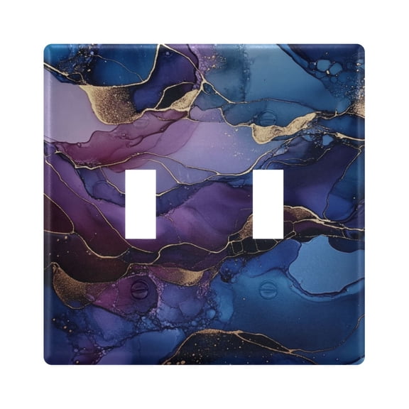 WOBOGO Gilt Blue Marble 2-hole Switch Plates PC Flame Retardant Plastic Material Glossy Finish Smooth Touch 4.56x4.48x0.27in