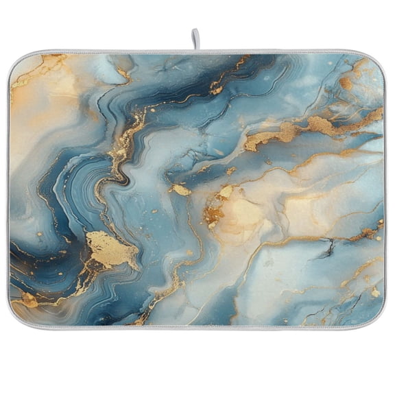 WOBOGO Gilt Cyan Pattern Kitchen Drying Mat Heat Resistant Drainage with Non-Slip Rubber Backing Hides Stains Super Absorbent Easy to Clean 16×18in