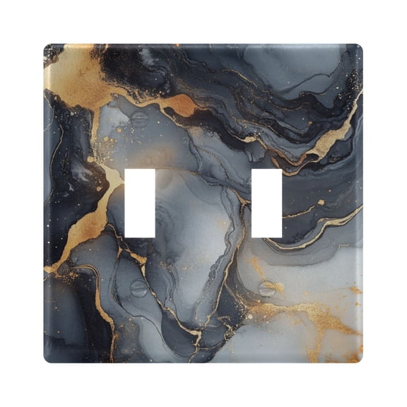 WOBOGO Gilt Gray Pattern 2-hole Switch Plates PC Flame Retardant Plastic Material Glossy Finish Smooth Touch 4.56x4.48x0.27in