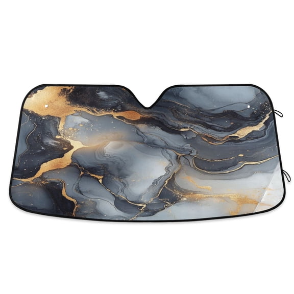 WOBOGO Gilt Gray Pattern Car Windshield Sunshades Autopilot Lightweight Accordion Sun Visor 53×23.5in