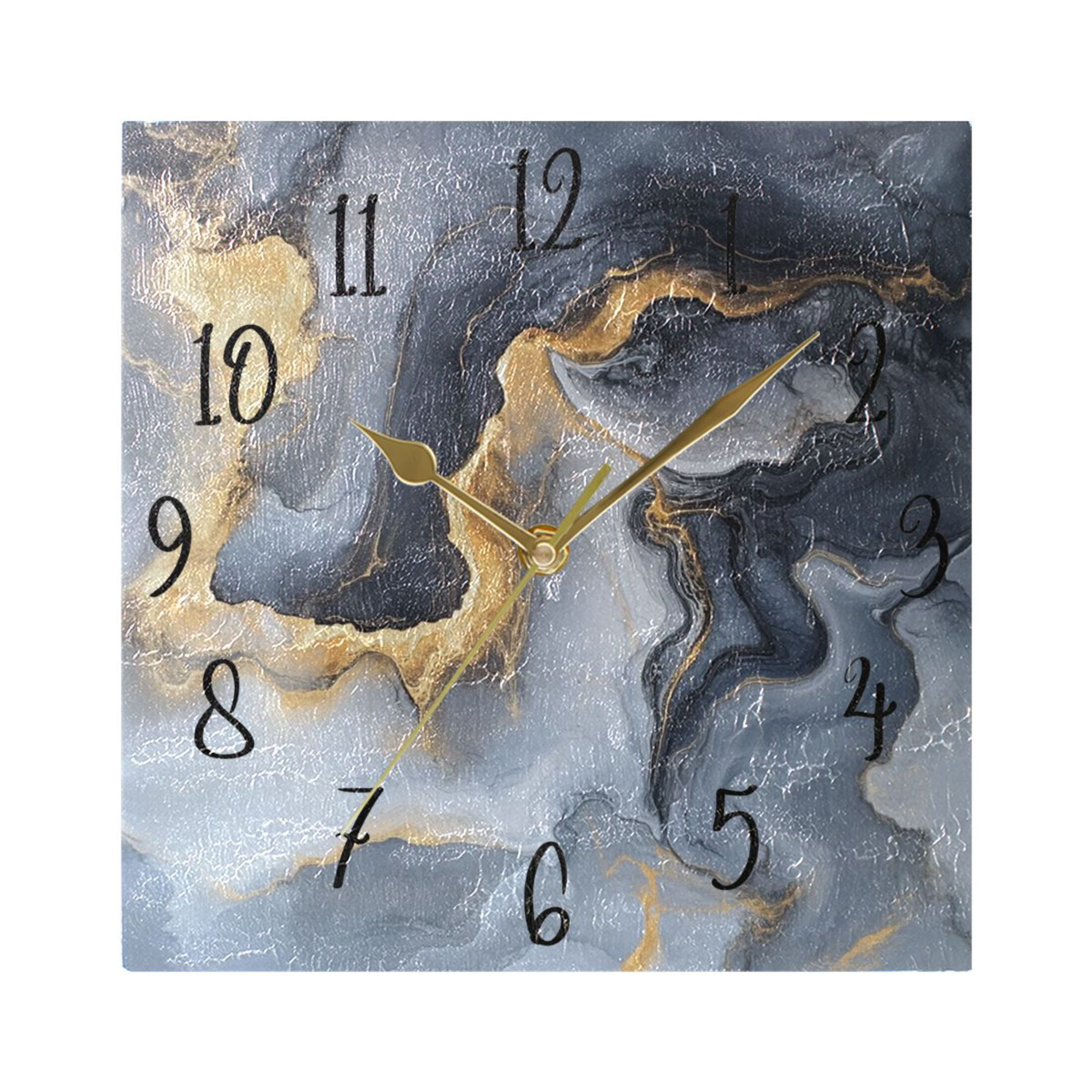 WOBOGO Gilt Gray Patterns Wall Clock 7.78 Inch Battery Operated Silent ...