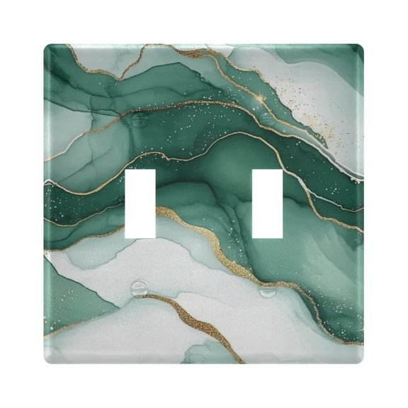 WOBOGO Gilt Green Texture 2-hole Switch Plates PC Flame Retardant Plastic Material Glossy Finish Smooth Touch 4.56x4.48x0.27in