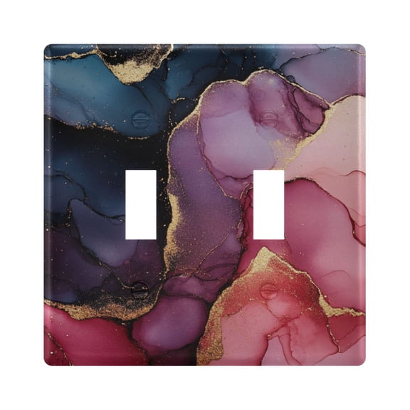 WOBOGO Gilt Pink Patterns 2-hole Switch Plates PC Flame Retardant Plastic Material Glossy Finish Smooth Touch 4.56x4.48x0.27in