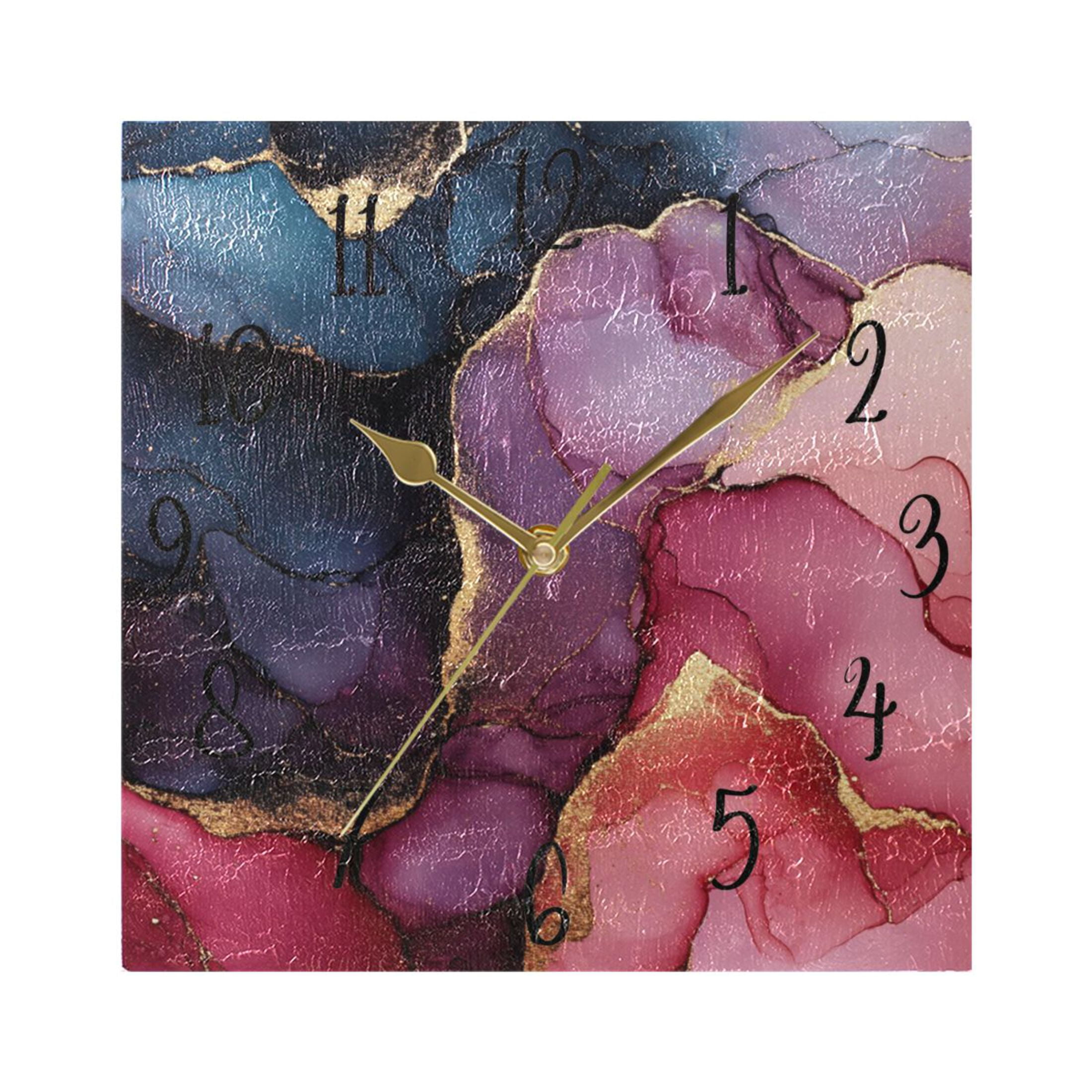 WOBOGO Gilt Pink Patterns Wall Clock 7.78 Inch Battery Operated Silent ...