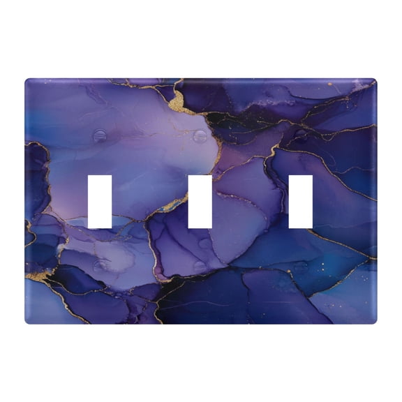 WOBOGO Gilt Purple Marble 3-hole Switch Plates PC Flame Retardant Plastic Material Glossy Finish Smooth Touch 6.37x4.48x0.27in