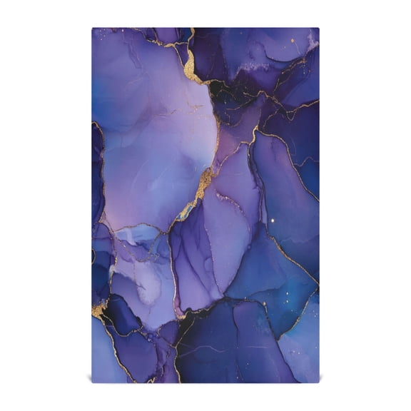 WOBOGO Gilt Purple Marble Kitchen Towel 4 Piece Large Cotton Dishcloth Premium Absorbency Set with Hanging Loop
