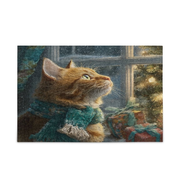 WOBOGO Ginger Cat Puzzle Challenge 500 Piece Jigsaw Suitable for Game Night Finished Size 20.5 x 14.9in