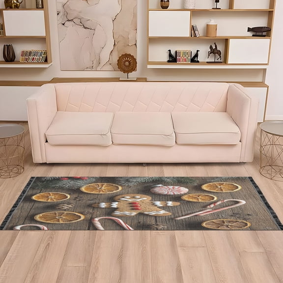 WOBOGO Gingerbread Man and Candy Bedside long rug delicate and soft modern indoor area decor non slip carpet for bed room corridor entrance balcony
