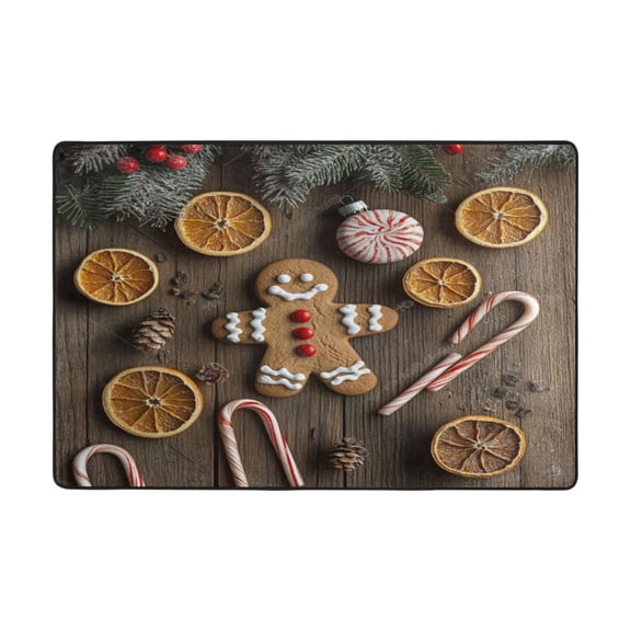 WOBOGO Gingerbread Man and Candy Carpet Non-Slip Rugs Soft Doormat 72×48in Living Dining Room Bedroom Decorative