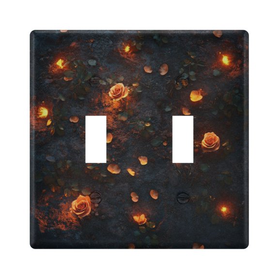 WOBOGO Glowing Roses 2-hole Switch Plates PC Flame Retardant Plastic Material Glossy Finish Smooth Touch 4.56x4.48x0.27in