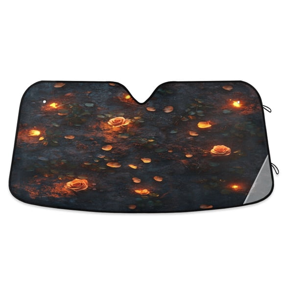 WOBOGO Glowing Roses Car Windshield Sunshades Autopilot Lightweight Accordion Sun Visor 55×27.6in