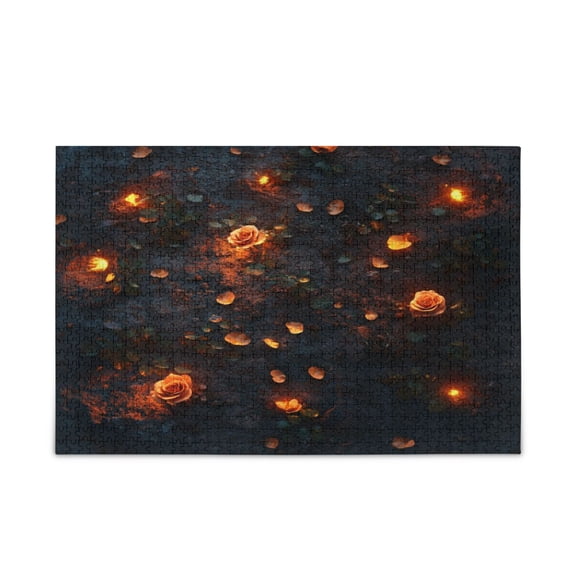 WOBOGO Glowing Roses Puzzle Challenge 1000 Piece Jigsaw Suitable for Game Night Finished Size 29.5 x 19.7in