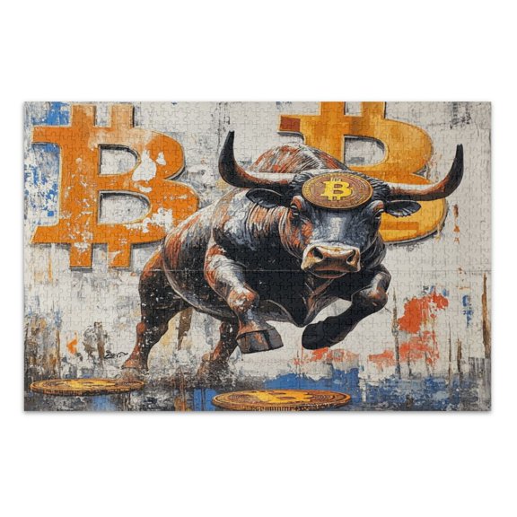 WOBOGO Gold Coin Cow Jigsaw Puzzle Challenge 500 Piece Jigsaw Suitable for Game Night Finished Size 20.5 x 14.9in