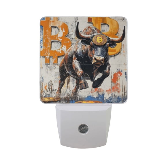 WOBOGO Gold Coin Cow LED Night Light 2 Pcs Set 0.5 Watt Wall Plug in Dusk to Dawn Automatic Switch Soft White Light