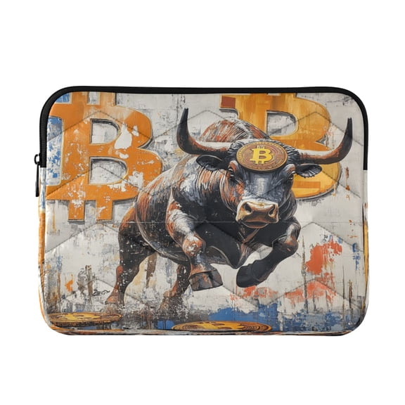 WOBOGO Gold Coin Cow Laptop Sleeve 13.4 inch Lightweight Zipper Design Soft Padded Protection Against Scratches and Impacts