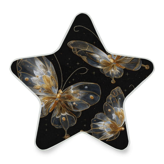 WOBOGO Gold Transparent Butterfly LED Star Night Light 0.2 Watt Wall Plug Dusk to Dawn Auto Switch Adjustable Brightness Soft White Light