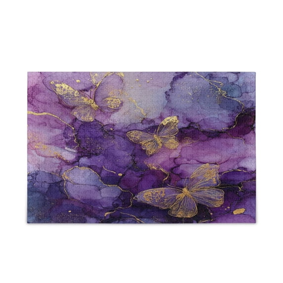 WOBOGO Gold Trimmed Butterfly Puzzle Challenge 1000 Piece Jigsaw Suitable for Game Night Finished Size 29.5 x 19.7in