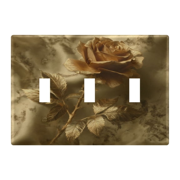 WOBOGO Golden Flower 3-hole Switch Plates PC Flame Retardant Plastic Material Glossy Finish Smooth Touch 6.37x4.48x0.27in