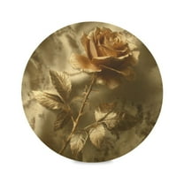 WOBOGO Golden Flower Round Placemats Set of 1 Heat Resistant Washable Kitchen Table Decorations 15.4in