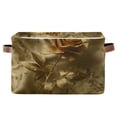 thumbnail image 1 of WOBOGO Golden Flower Square Storage Basket with Waterproof Canvas and PE Lining Durable PU Leather Handles 14.2×10.2×8.3in, 1 of 9