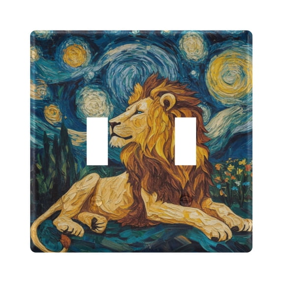WOBOGO Golden Lion King 2-hole Switch Plates PC Flame Retardant Plastic Material Glossy Finish Smooth Touch 4.56x4.48x0.27in