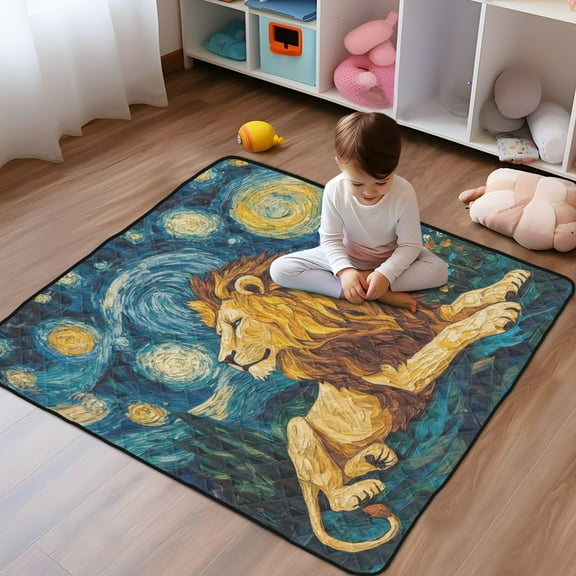 WOBOGO Golden Lion King Baby Playmats Extra Large Waterproof Rollable Activity Pads for Toddlers 5050inch