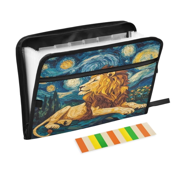 WOBOGO Golden Lion King Expanding File Folder Letter Size Accordion Filing Organizer 13 Pocket Separate Organ Pocket