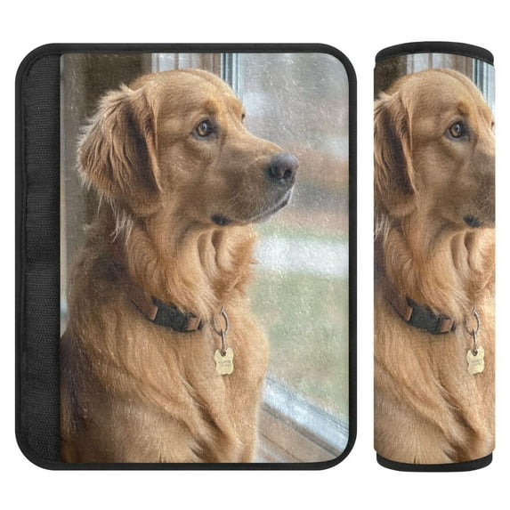 WOBOGO Golden Retriever Seat Belt Cover 2 Piece Soft Comfort Driving Shoulder Pad Suitable for All Cars and Backpacks